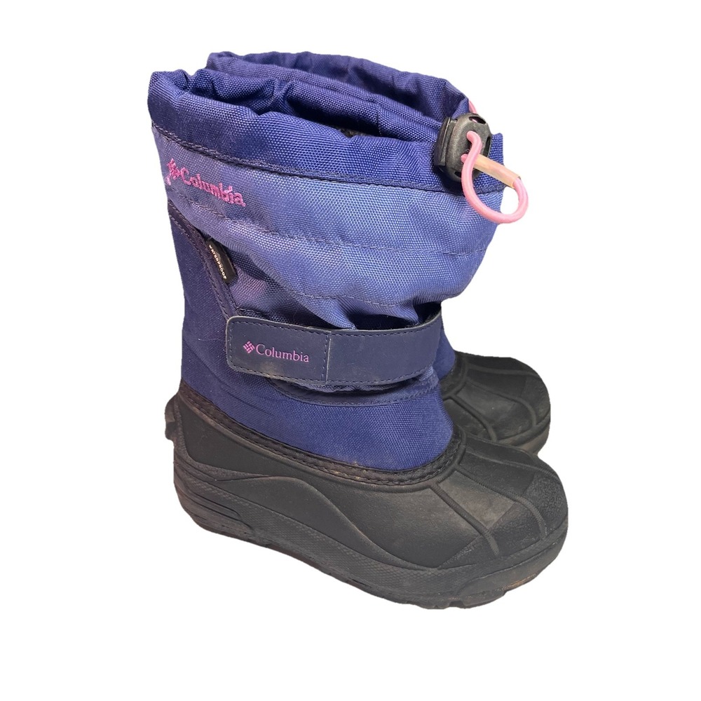 Columbia Powderbug Blue Purple Girls Sz 12 Insulated Waterproof Winter Boots EUC